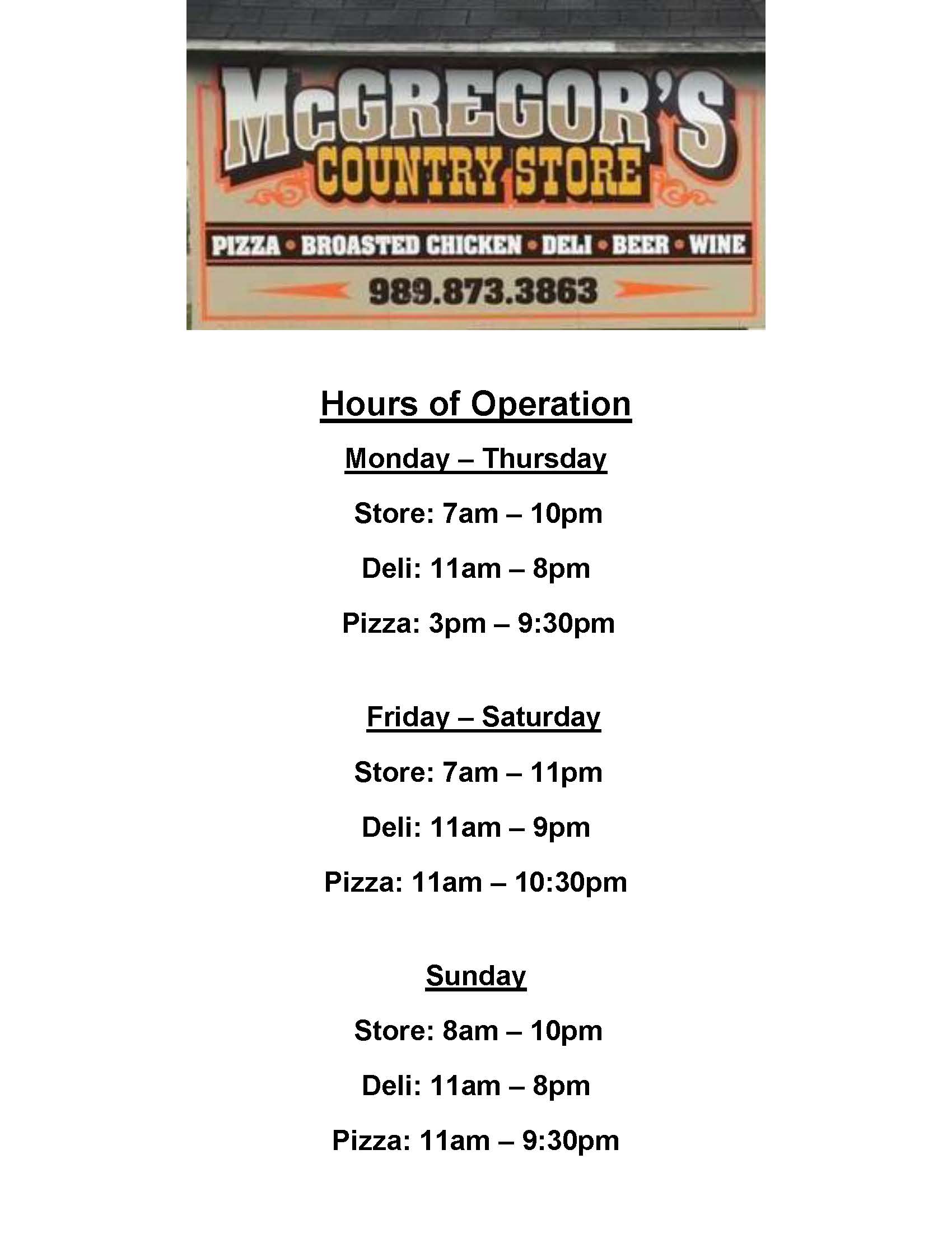 Hours of Operation